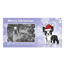 Navidad Boston Terrier Tarjetas Fotograficas