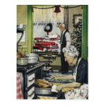 Navidad casero pasado de moda Postc de la cocina d Postal
