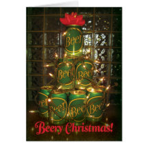 Navidad cervecero - tarjeta encendida del árbol de