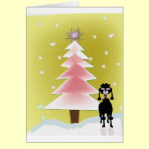 Navidad con un caniche tarjetas