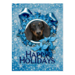 Navidad - copo de nieve azul - Dachshund - Winston Postales