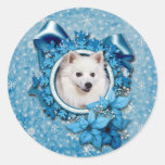 Navidad - copo de nieve azul - esquimal americano etiquetas  