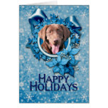 Navidad - copo de nieve azul - Labrador - chocolat Felicitación