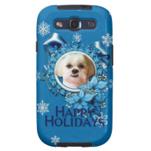 Navidad - copos de nieve azules - Shih Tzu - Willi Galaxy S3 Cárcasa