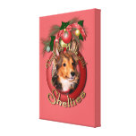 Navidad - cubierta los pasillos - Shelties - tonel Impresiones En Lona