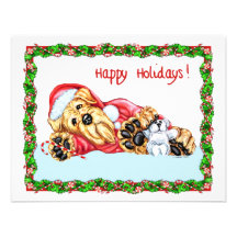 Navidad de Airedale Terrier que espera Santa Invitacion Personalizada