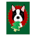 Navidad de Boston Terrier Tarjeta