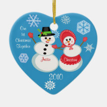 Navidad de encargo del par de la foto y del texto  ornamentos de navidad
