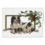 Navidad de la familia del perro de aguas felicitación