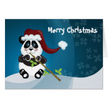 Navidad de la panda tarjeton