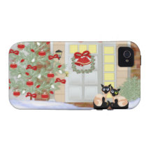 navidad de los gatos siameses del iPhone 4/4S Vibe iPhone 4 Carcasa
