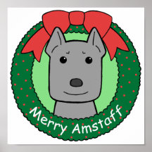 Navidad de Staffordshire Terrier americano Poster