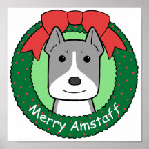 Navidad de Staffordshire Terrier americano Impresiones