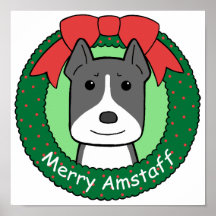 Navidad de Staffordshire Terrier americano Posters