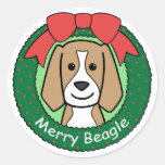 Navidad del beagle etiqueta