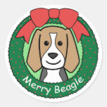 Navidad del beagle pegatina redonda