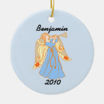 Navidad del bebé del ángel azul el primer ornamentos para reyes magos