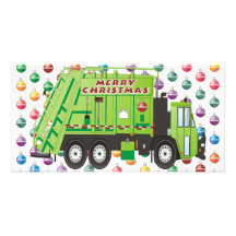 Navidad del camión de basura tarjeta fotografica  
