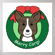 Navidad del Corgi Galés de la rebeca Impresiones