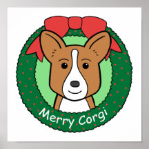 Navidad del Corgi Galés de la rebeca Poster