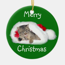 Navidad del gatito del Tabby Ornamentos De Navidad