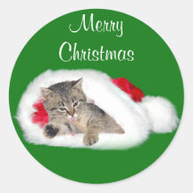 Navidad del gatito del Tabby Pegatina