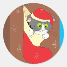 Navidad del gatito etiqueta