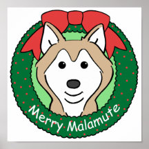 Navidad del Malamute de Alaska Impresiones