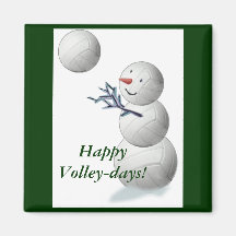 Navidad del muñeco de nieve del voleibol imán de frigorífico