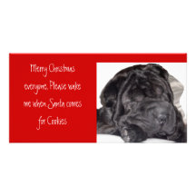 Navidad del pei de Shar - despierte por favor… Tarjeta Personal Con Foto