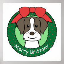 Navidad del perro de aguas de Bretaña Poster