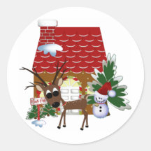 Navidad del reno del día de fiesta pegatinas  