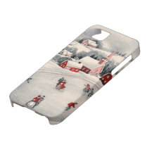 Navidad del vintage, charca congelada patinadores  iPhone 5 Case-Mate cobertura