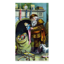 Navidad del vintage, chimenea de las medias de Pap Tarjeta De Visita