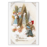 Navidad del vintage de la lucha de la bola de niev tarjetas