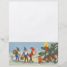 Navidad del vintage, duendes en el invierno del bo tarjetones