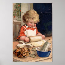 Navidad del vintage - galletas de la hornada del c posters