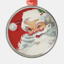 Navidad del vintage, guiño alegre de Papá Noel Adornos De Navidad