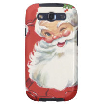 Navidad del vintage, guiño alegre de Papá Noel Samsung Galaxy S3 Cárcasas