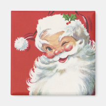 Navidad del vintage, guiño alegre de Papá Noel Imán De Nevera