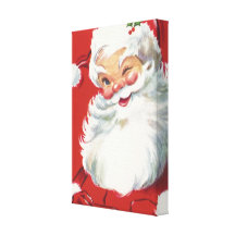 Navidad del vintage, guiño alegre de Papá Noel Impresion De Lienzo