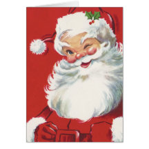 Navidad del vintage, guiño alegre de Papá Noel Tarjeta