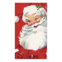 Navidad del vintage, guiño alegre de Papá Noel Tarjeta De Visita
