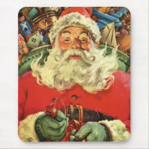 Navidad del vintage, juguetes del trineo del vuelo alfombrillas de raton