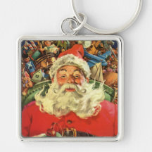 Navidad del vintage, juguetes del trineo del vuelo llaveros