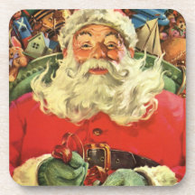 Navidad del vintage, juguetes del trineo del vuelo posavasos