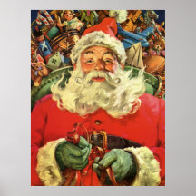 Navidad del vintage, juguetes del trineo del vuelo posters