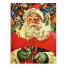 Navidad del vintage, juguetes del trineo del vuelo tarjeta postal