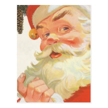 Navidad del vintage, Papá Noel alegre con un secre Tarjeta Postal