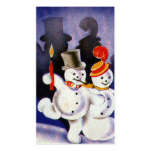 Navidad del vintage que baila velas de los muñecos tarjeta personal